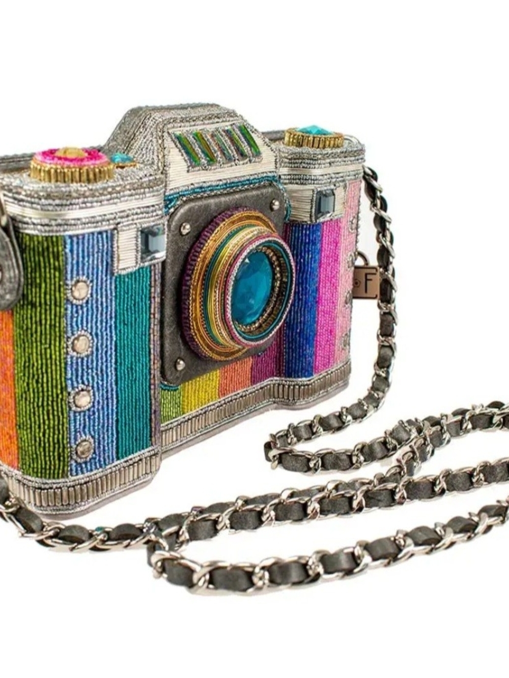 Mary Frances Multicolor Beaded Camera Crossbody with Turquoise Gem - Picture 2 of 7